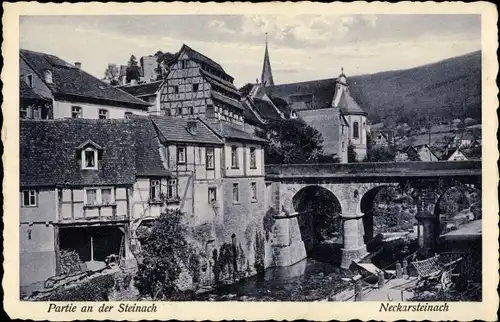 Ak Neckarsteinach in Hessen, Partie an der Steinach