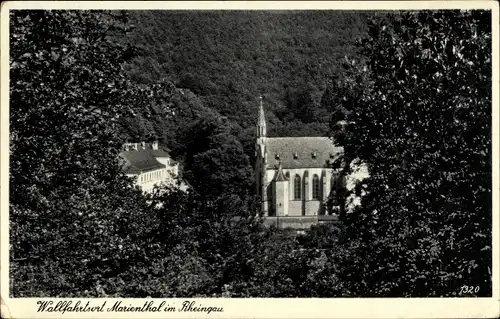 Ak Marienthal Geisenheim am Rhein Hessen, Durchblick zur Kirche
