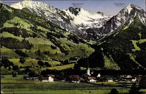 Ak Fischen im Allgäu Schwaben, Teilansicht, Entschonkopf, Nebelhorn, Rubihorn