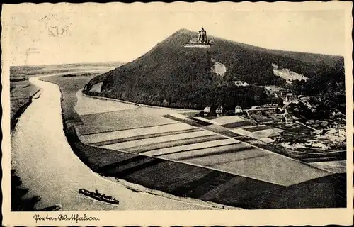 Ak Porta Westfalica an der Weser, Kaiser Wilhelm Denkmal mit Umgebung