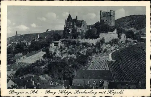 Ak Bingen am Rhein, Burg Klopp, Rochusberg mit Kapelle