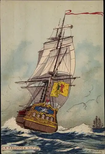 Künstler Ak Blandin, La Renommee XVIIe siecle, Segelschiff