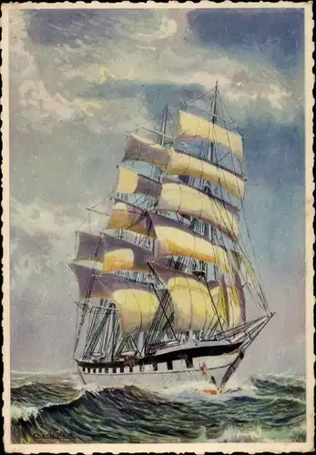 Künstler Ak Segelschiff auf dem Meer