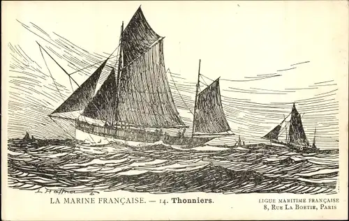 Künstler Ak Haffner, L., Segelschiff Thonniers, La Marine Francaise