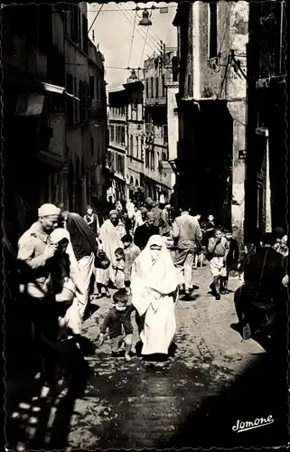 Ak Algier Alger Algerien, Casba, Kasbah, Strassenansicht