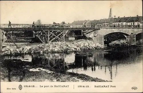 Ak Baccarat Meurthe et Moselle, Le Port, Kriegszerstörungen, I. WK