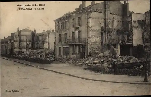 Ak Baccarat Meurthe et Moselle, En Ruines, Kriegszerstörungen, I. WK