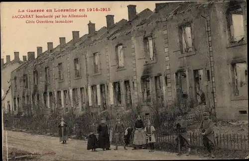 Ak Baccarat Meurthe et Moselle, Bombardee par les Allemands, Cites Ouvrieres, I. WK