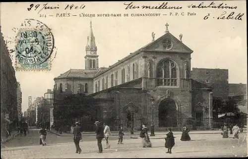 Ak Paris XVIII. Arrondissement Buttes-Montmartre, L'Eglise Notre Dame de Clignancourt