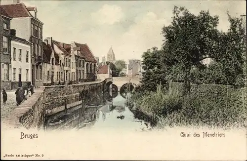 Ak Bruges Brügge Flandern Westflandern, Quai des Menetriers