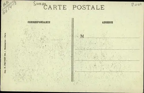 Ak Arvillers Somme, Offensive Franco-Anglaise, Les ruines de l'Eglise, I. WK