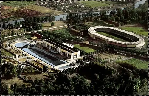 Ak Toulouse Haute Garonne, Grande Piscine Municipale et Stadium, Fliegeraufnahme
