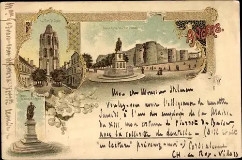 Litho Angers Maine et Loire, Kirche, Denkmal, Festung