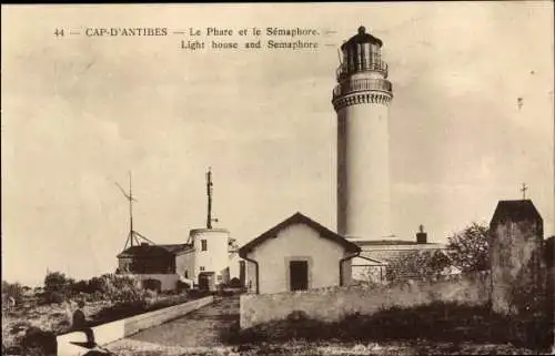Ak Cap d'Antibes Alpes Maritimes, Le Phare et le Semaphore