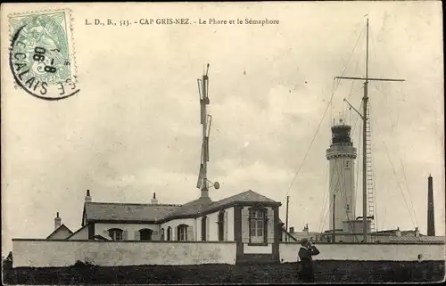 Ak Boulogne sur Mer Pas de Calais, Cap Gris Nez, le Phare et le Semaphore