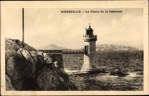 Ak Marseille Bouches du Rhône, Le Phare de la Desirade, Leuchtturm