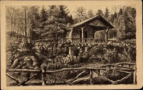 Künstler Ak Bad Homburg vor der Höhe, Kastell Saalburg, Mithras Heiligtum