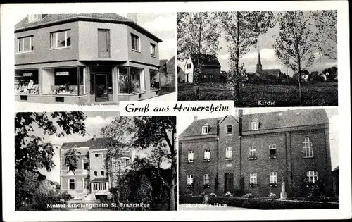Ak Heimerzheim Swisttal, Kaufhaus, Kirche, Müttererholungsheim St. Franziskus, St. Josefs Haus