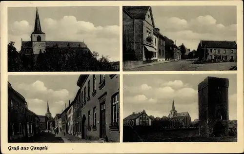 Ak Gangelt Nordrhein Westfalen, Kirche, Straßenpartie, Geschäftshaus, Turm