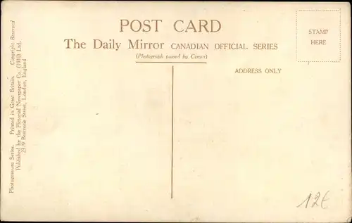 Ak Gee up, Back from the firing line, Kanadische Soldaten, Feldbahn, Zugpferd