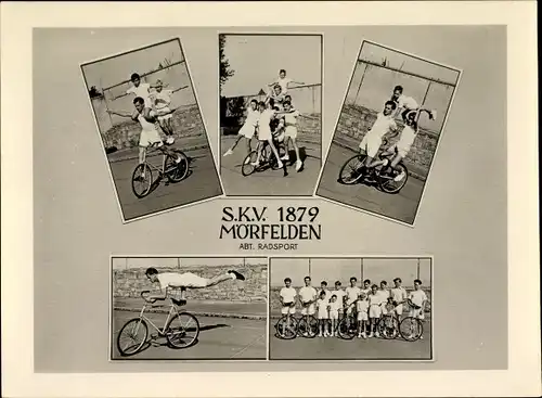 Foto Ak Mörfelden Walldorf in Hessen, SKV 1879, Abt. Radsport, Fahrradakrobaten, Turner