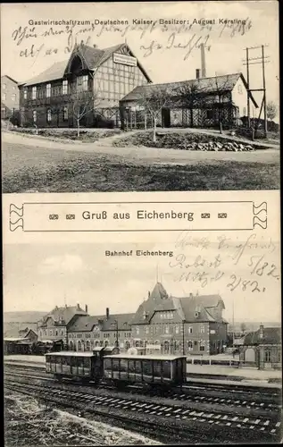Ak Neu Eichenberg in Hessen, Bahnhof, Gastwirtschaft zum Deutschen Kaiser
