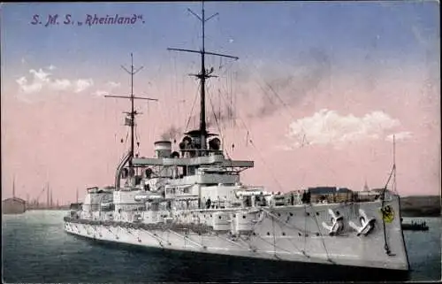 Ak Deutsches Kriegsschiff, SMS Rheinland, Großlinienschiff