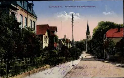 Ak Schleswig an der Schlei, Alleestraße mit Michaeliskirche