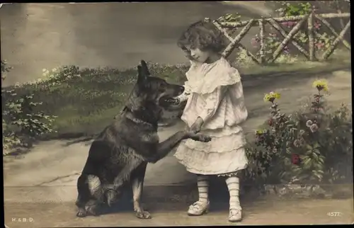 Ak Kind mit Schäferhund