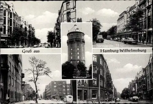 Ak Hamburg Wilhelmsburg, Veringstraße, Wasserturm, Fährstraße, Ecke Veringsplatz