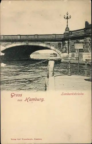 Ak Hamburg Mitte Altstadt, Partie an der Lombardsbrücke