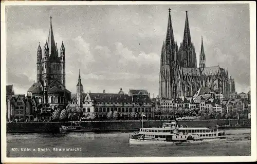 Ak Köln am Rhein, Blick auf Stadt mit Dom, Salondampfer