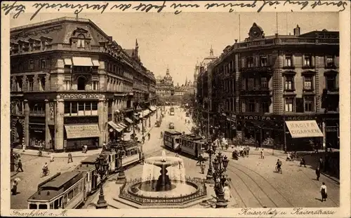 Ak Frankfurt am Main, Kaiserplatz, Kaiserstraße, Straßenbahn