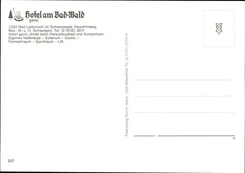 Ak Bad Liebenzell im Schwarzwald, Hotel am Bad Wald