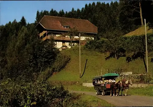 Ak Oberharmersbach im Schwarzwald Baden, Landhaus Bärenhof, Fuhrwerk