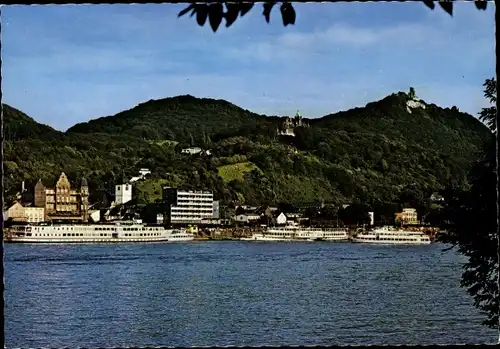 Ak Königswinter am Rhein, Blick auf den Ort, Drachenburg, Drachenfels