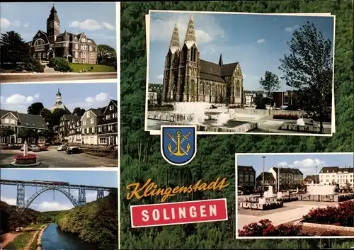 Ak Solingen in Nordrhein Westfalen, Wappen, Brücke, Kathedrale