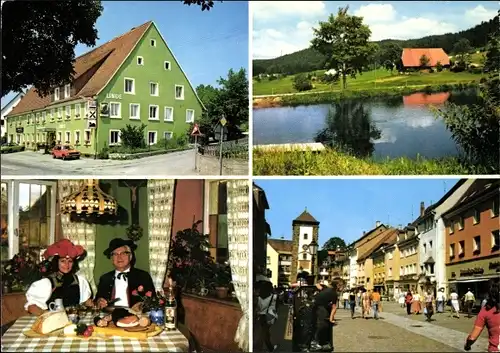 Ak Marbach Villingen Schwenningen Schwarzwald, Gasthof Linde, Geschäfte u. Passanten