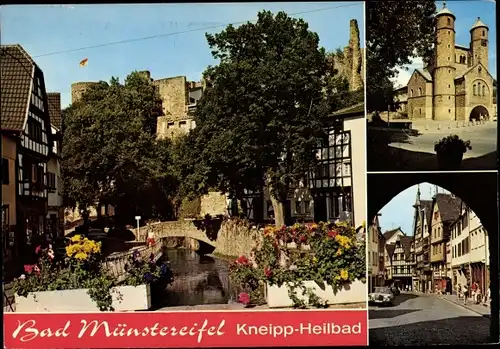 Ak Bad Münstereifel in Nordrhein Westfalen, Wertherstraße mit Burg, Stiftskirche, Orchheimerstraße