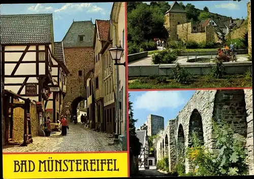 Ak Bad Münstereifel in Nordrhein Westfalen, Heisterbacher Straße u. Stadtmauer