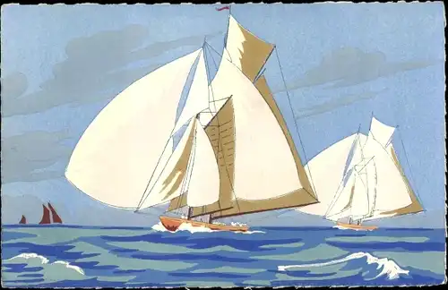 Ak Segelschiff, Wellen, Meer