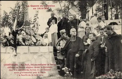Ak Gerbeviller Meurthe et Moselle, Mgr Ruch, celebrant un Service religieux