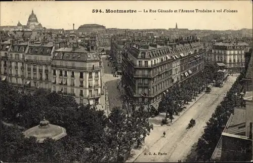 Ak Paris XVIII. Arrondissement Buttes-Montmartre, La Rue Gerando, Avenue Trudaine