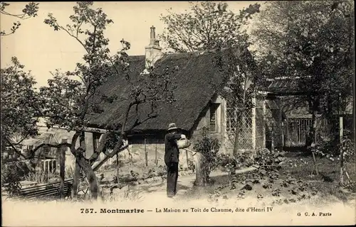 Ak Paris XVIII. Arrondissement Buttes-Montmartre, La Maison au Toit de Chaume, dite d'Henri IV