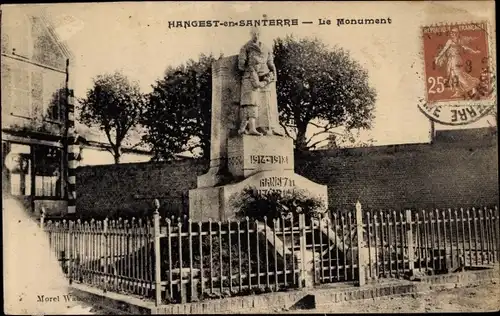 Ak Hangest en Santerre Somme, Le Monument
