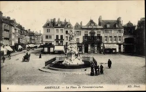 Ak Abbeville Somme, La Place de l'Amiral Courbet