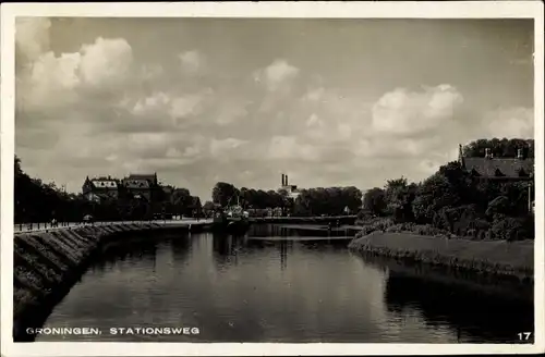 Foto Ak Groningen Niederlande, Stationsweg