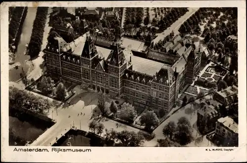 Ak Amsterdam Nordholland Niederlande, Rijksmuseum, Luftbild