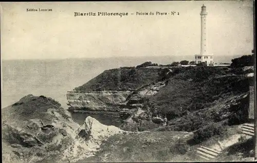 Ak Biarritz Pyrénées Atlantiques, Pointe du Phare No. 2, Leuchtturm