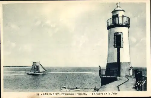 Ak Les Sables d'Olonne Vendée, Le Phare de la Jetee, Leuchtturm